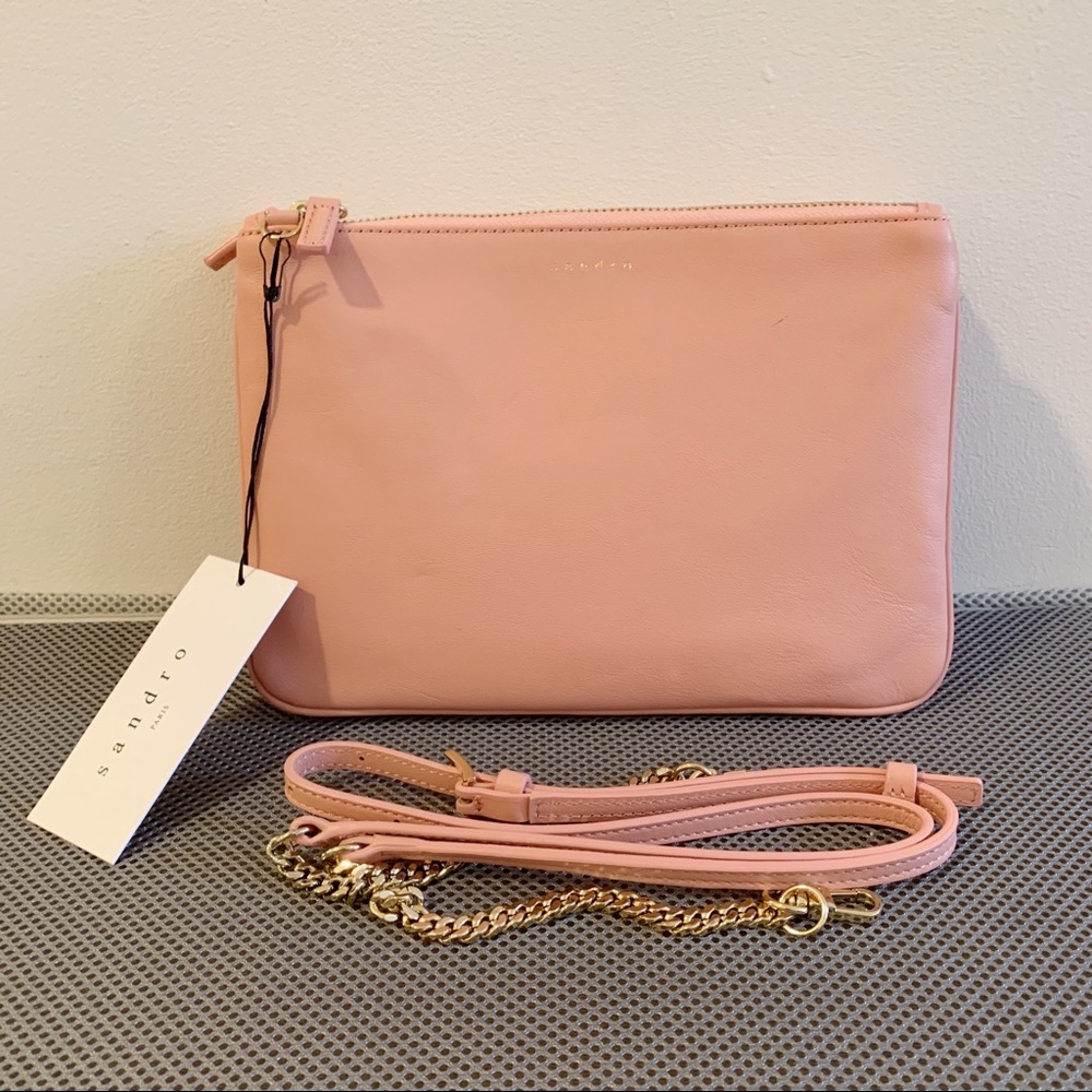 NWT Sandro Pink Leather Addict Bag